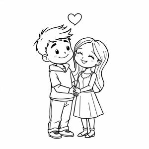 hai nhân vật nam nữ thể hiện tình yêu với nét vẽ manga
