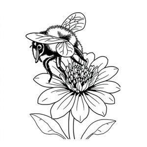 A raelistic bumble bee on a realistic flower
