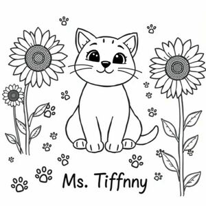 cute cat with paw prints and sunflowers
"Ms. Tiffany "