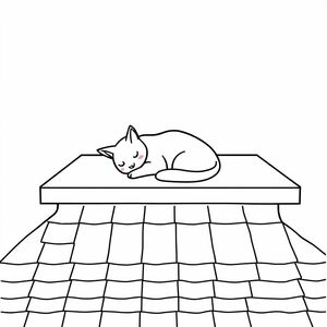 a printable black and white coloring page, high resolution cat  nap roof 

