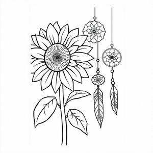 sunflower with dreamcatchers