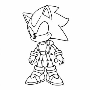 Draw the robotic version Silver Sonic with clean, geometric outlines. Keep details minimal for easy coloring.
