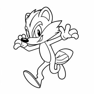 Draw Sticks the Badger from Sonic Boom in an energetic pose with simple lines and bold outlines.

