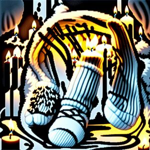 Fuzzy Socks & Candles – Simple, bold-lined composition