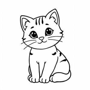 A cute and cozy-style cat with bold outlines, soft pastel colors, and simple shapes. The design should be warm, inviting, and slightly rounded for a friendly look. Minimal shading, high contrast, and a clean background. Perfect for coloring books or nursery decor