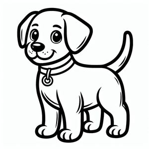 Một chú chó hoạt hình đeo cổ áo