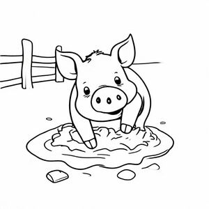 cute pig rolling in the mud on a farm
