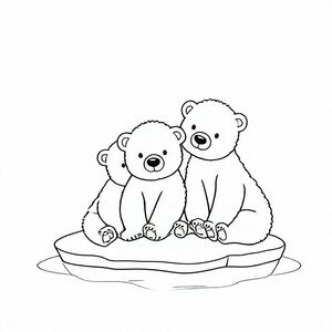 Cute polar bears cubs sitting on ice
