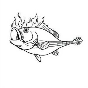 guitar bass làm từ một chiếc bass miệng lớn đang cháy
