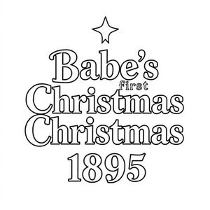 Logo văn bản màu xanh lam Giáng sinh đầu tiên của Babe năm 1895 không có bất kỳ hình ảnh nào của con người, không có bất kỳ hình ảnh nào của động vật, không có bất kỳ hình ảnh nào của chim và không có bất kỳ hình ảnh côn trùng nào.