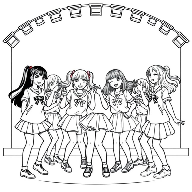 cute school idol club of nine dance ok stage together
