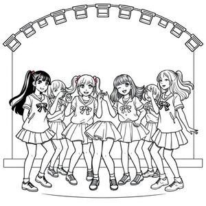 cute school idol club of nine dance ok stage together