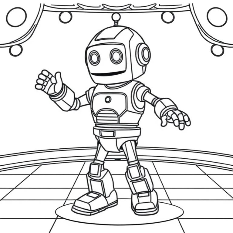 cute robot dancing on a dance floor