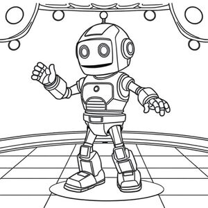 cute robot dancing on a dance floor