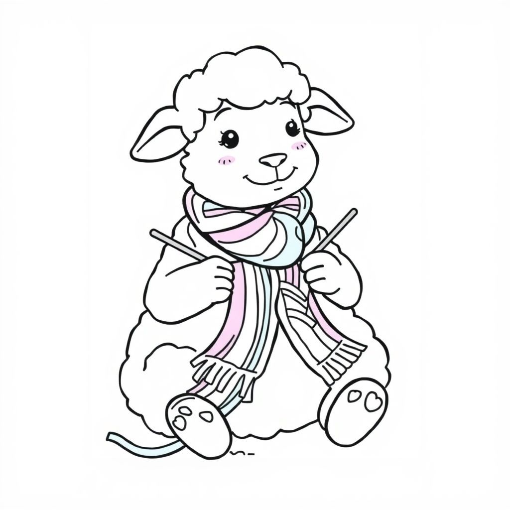 cute sheep on a farm with barn in background