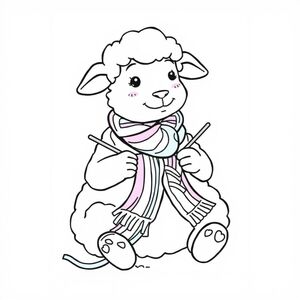 cute sheep on a farm with barn in background