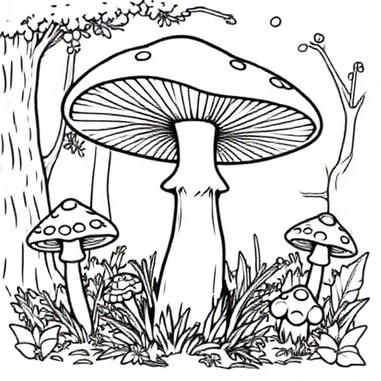 i want 20 type of mushroom and make it like story telling in forest 