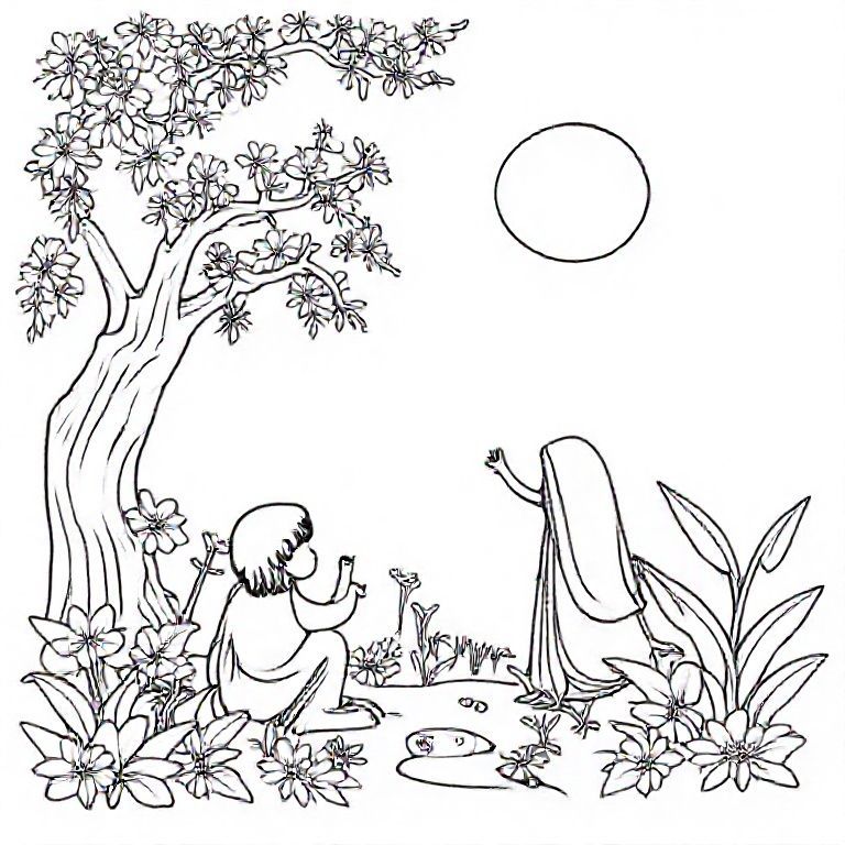 In the name of God.

A long time ago… when there were no humans on earth, no cars, no houses, no honking…
There was only the earth and the blue sky and the kind sun and beautiful flowers and birds that sang.

The kind God decided to create a human.
From the dust of the earth, with his own hands, he made a body and breathed a beautiful soul into it.
That human was called Adam.

Adam opened his eyes…
He looked around.
What a beautiful place it was!
Trees, flowers, birds, butterflies…
But something was missing.

He was sad. He was alone.
There was no one to talk to, play with or laugh with…

The kind God saw the human heart.
He smiled and said:
“I will not let the human be alone… I will make him a friend.”

And then, from the human being himself, He created a companion. 
Another person was named Eve.

When Adam saw Eve, his heart was happy.
He was no longer alone.

Adam said: “Hello, I am Adam.”

Eve said: “Hello, I am Eve.”

The kind God said to them:
“This is paradise and your home.”

You may eat of all the things you like…

There is only one tree that I say you shall not go near, you shall not eat of its fruit.”

Adam and Eve said: “The eye of the kind God. Of course.”

Days passed…
Adam and Eve walked in paradise, talking, laughing and enjoying being together.

Until one day, a voice was heard in their hearts.

A voice that said:
“Look at that tree… Its fruit is beautiful, it is delicious… Try it…”

That voice was the voice of the devil;

Someone who always wants people to forget the right path.

Adam and Eve thought about the promise they had made to God.
But they wanted to try that fruit…

So they approached the tree…
They took a small bite…

Oh my…
Suddenly everything changed.
A cold wind came… Birds flew…
Their hearts trembled…

The kind God called them.
He said:
“Didn’t I tell you not to eat the fruit of that tree? Why did you forget my words?”

Adam and Eve felt very sorry…
They shed tears and said:
“God, forgive us… We made a mistake…”

God, who is very kind, said:
“I forgive you. But you can’t stay in paradise anymore.
 You must go to Earth… Live there, work, learn and be good and kind…”

And so it was that Adam and Eve went to Earth.
They lived together, had children, helped each other
And little by little, life on Earth began.