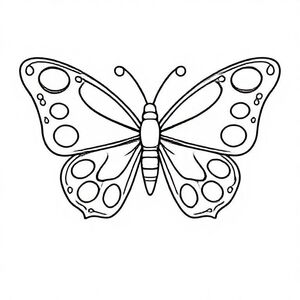a simple outline of a butterfly whose wings are filled with shapes of sveral circles, triangles and squares