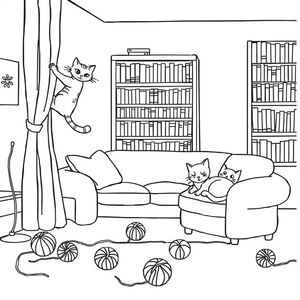 Cabin tuyết với những cây thông, khói ống khói, cửa sổ phát sáng, nghệ thuật đường nét đơn giản.