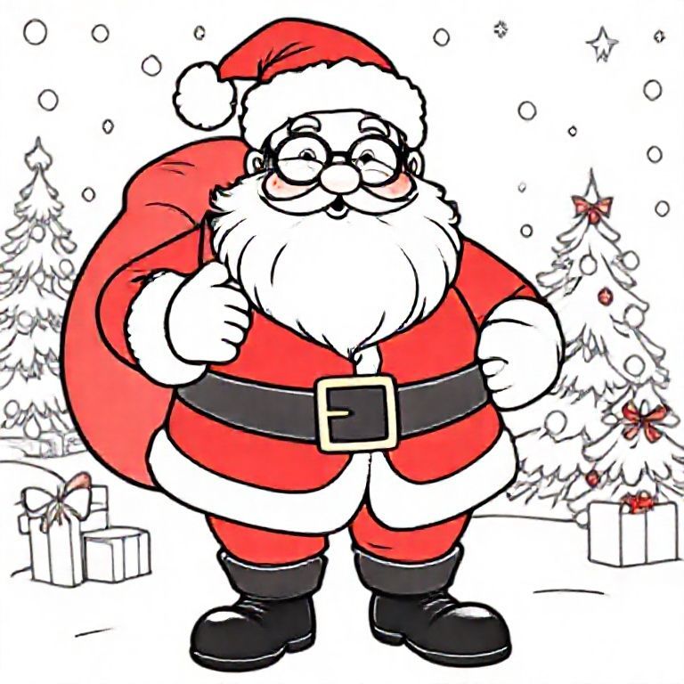 Ông già Noel là một người đàn ông lớn tuổi vui vẻ, ấm áp và tràn đầy năng lượng với khuôn mặt tròn trịa, nụ cười, đôi má hồng hào, mũi hơi hếch lên và đôi mắt lấp lánh sau cặp kính tròn. Anh ta có bộ râu và ria mép trắng dài, bồng bềnh, mang lại cho anh ta một vẻ ngoài tốt bụng và thân thiện.

Anh ấy mặc bộ vest màu đỏ tươi cổ điển của mình, được trang trí bằng bộ lông trắng mềm mại ở tay áo, cổ áo và viền áo khoác. Một chiếc thắt lưng đen với một khóa lớn màu vàng nhấn mạnh cái bụng tròn trịa, chào đón của anh ấy. Đôi bốt đen dày của anh ấy rất thích hợp để đi bộ trong tuyết.

Trên đầu, anh ta đội một chiếc mũ nhọn màu đỏ với một chiếc mũ trắng mịn ở đầu. Đôi khi anh ta đeo găng tay trắng, mang theo một bao tải lớn chứa đầy những món quà đầy màu sắc, hoặc được bao quanh bởi đồ chơi, tuần lộc hoặc xe trượt tuyết ma thuật của mình.

Tư thế của ông già Noel thân thiện và hào phóng, luôn sẵn sàng cười và trao quà cho những đứa trẻ ngoan ngoãn. Nền có thể bao gồm tuyết, cây thông Noel được trang trí, những ngôi sao lấp lánh và đèn lễ hội để nâng cao bầu không khí ngày lễ.
