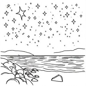 Stars twinkle by the seaside at night during summer 