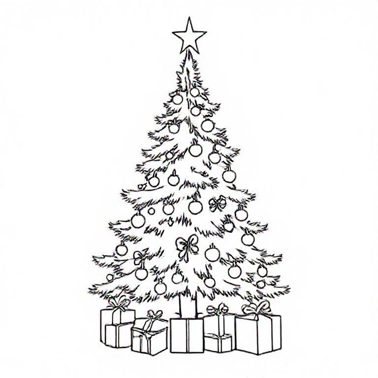 christmastree with presents in soft cozy pastel tones 