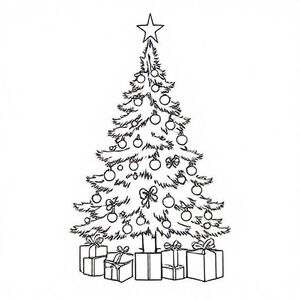 christmastree with presents in soft cozy pastel tones 