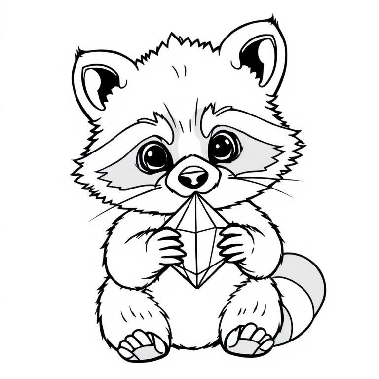 
Baby raccoon holding a crystal
