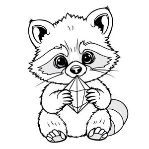 
Baby raccoon holding a crystal
