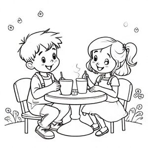 A little boy and a little girl are having breakfast