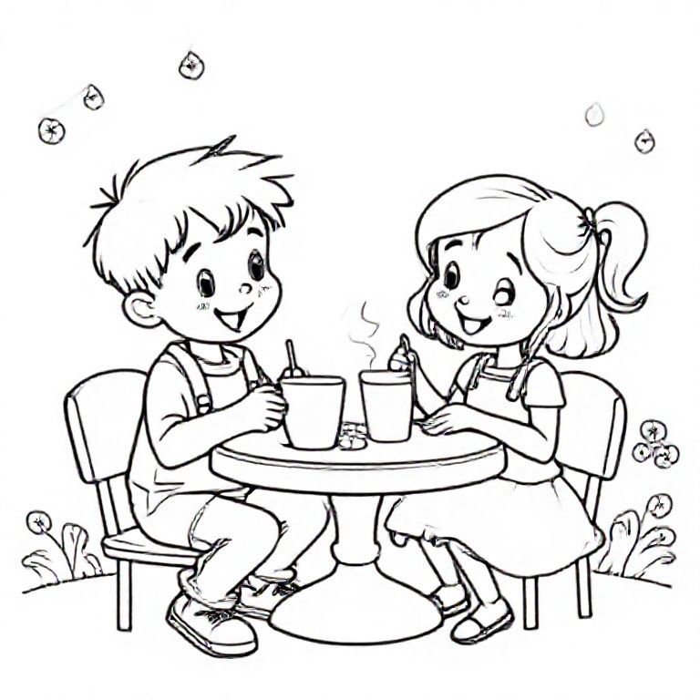 A little boy and a little girl are having breakfast