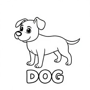 A dog with bold lines and the titel "DOG" below
