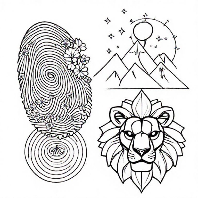 Identity	Psalm 139:14	A large fingerprint with flowers blooming from the lines.
2	Confidence	"Born to stand out."	Bold sneaker (high-top) with graffiti-style patterns.
3	Success	Proverbs 16:3	Mountain peaks with a stencil compass and night stars.
4	Focus	"My focus is a superpower."	Minimalist desk with lightbulb icons & lightning bolts.
5	Peace	Psalm 46:10	Concentric ripple circles with floating lotus petals.
6	Growth	"Mistakes are proof of trying."	A potted monstera plant with growth-chart wall markings.
7	Strength	Philippians 4:13	A lion’s face made entirely of geometric triangle shards.