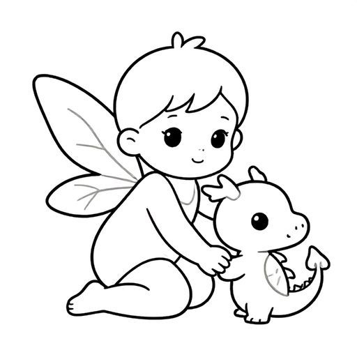 Babygirl Fairy với babydragon