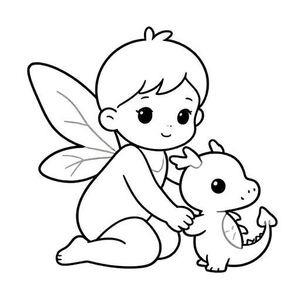 Babygirl Fairy với babydragon