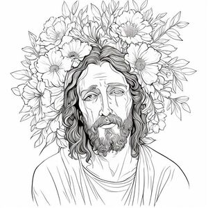 create a floral picture with Jesus wept in the middle of it