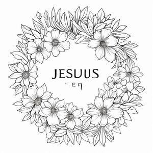 create a floral picture with the words Jesus wept in the middle
