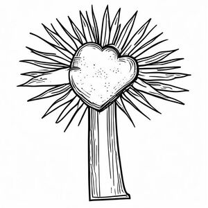 make a cross with the sun and a heart around it
