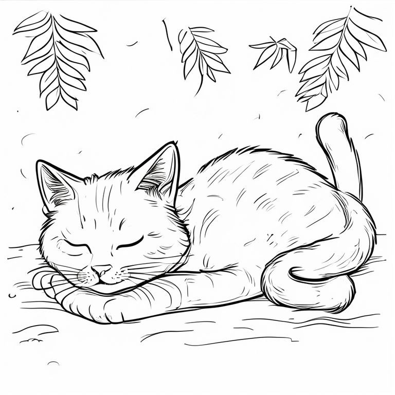 A sleepy cat lying under the sun 