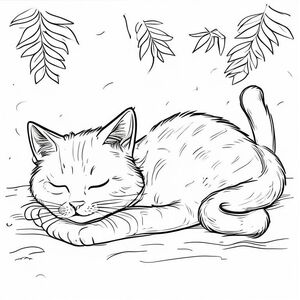 A sleepy cat lying under the sun 