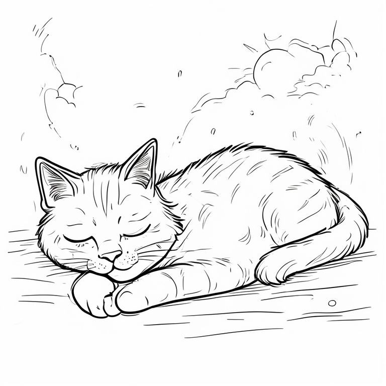 Sleepy cat lying under the sun