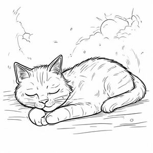 Sleepy cat lying under the sun