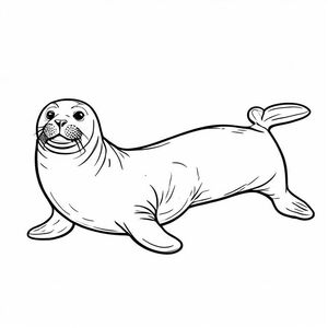 Hình minh họa nghệ thuật đường nét đen trắng của một con dấu ở giữa trang.
Phong cách: nghệ thuật đường nét đen trắng, đường viền dày đậm, không màu, nền trắng, hình dạng đơn giản, không đổ bóng, không có màu xám, chỉ nền trắng.
Các đường viền sạch sẽ, mịn màng, chi tiết tối thiểu.
Được thiết kế cho sách tô màu trẻ em, dễ tô màu, động vật ở giữa, có thể in, độ tương phản cao.