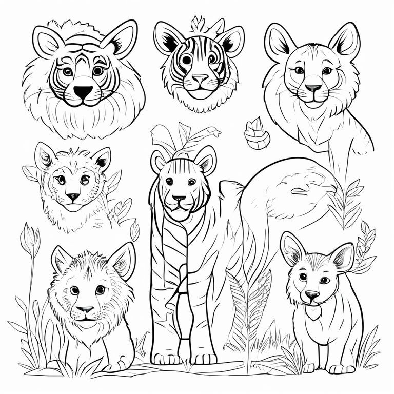 I need printable kids’ coloring book (All Animals) for ages 3–6 with 20 animal pages in simple line-art style—perfect for coloring.