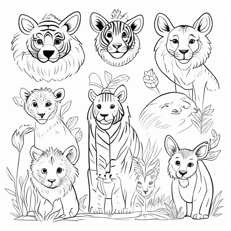 I need a printable kids’ coloring book (All Animals one in each page) for ages 3–6 with 20 animal pages in simple line-art style—perfect for coloring