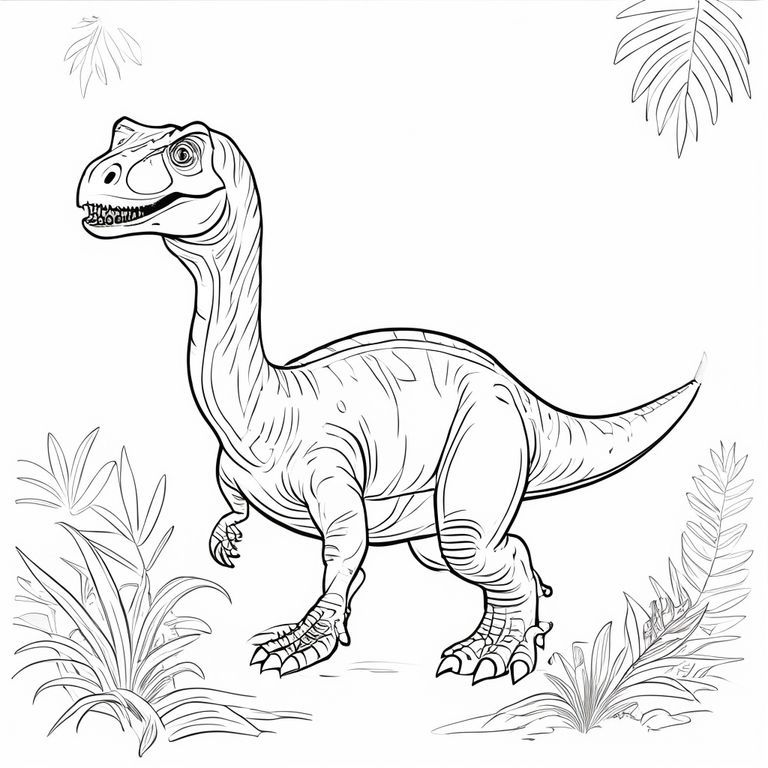 Create a dinosaur colouring page