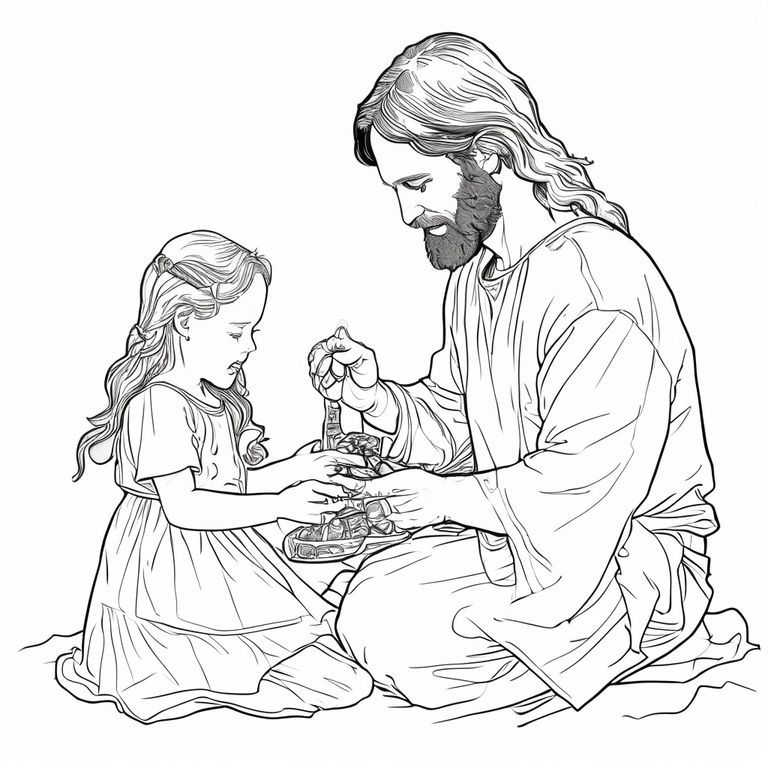 Chúa Giêsu chơi búp bê với một bé gái 6 tuổi