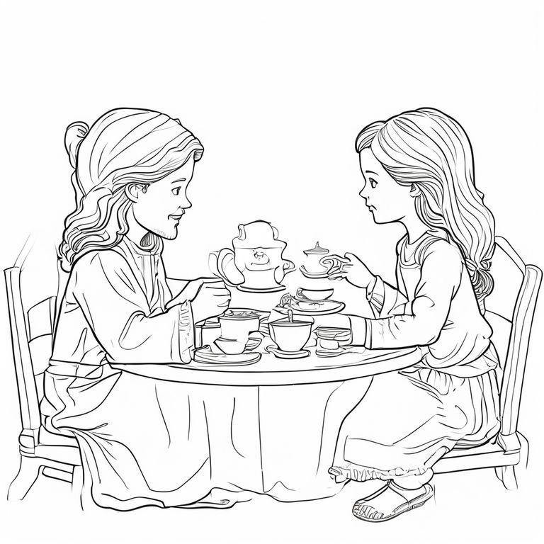 Chúa Giêsu và một bé gái 6 tuổi đang tổ chức tiệc trà