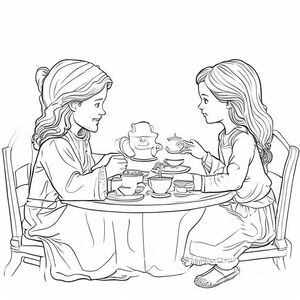 Chúa Giêsu và một bé gái 6 tuổi đang tổ chức tiệc trà